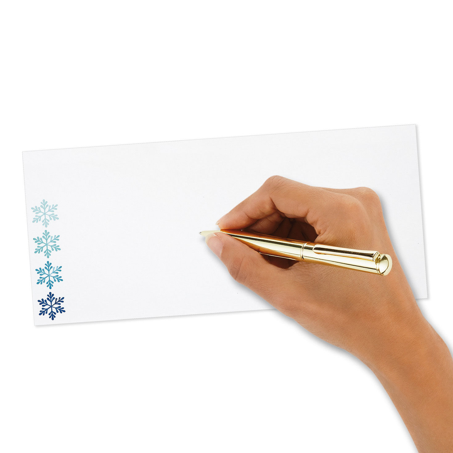Blue Snowflakes on White Pack of Envelopes Signing card image number 5