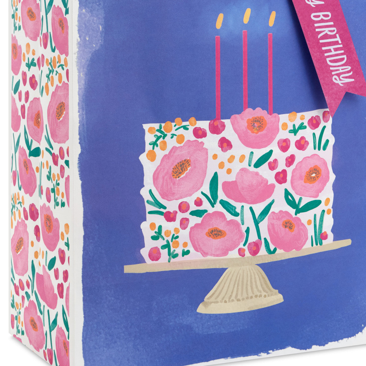 13" Floral Cake on Blue Large Birthday Gift Bag for only USD 5.49 | Hallmark