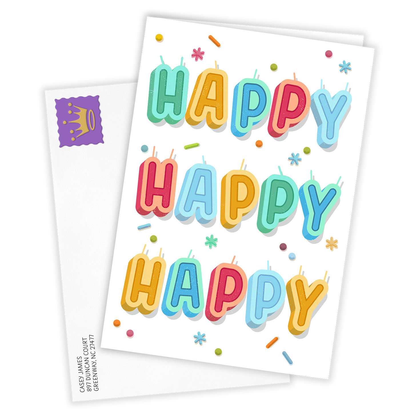 Happy Candle Letters Personalized Birthday Card Card Front with Envelope image number 2