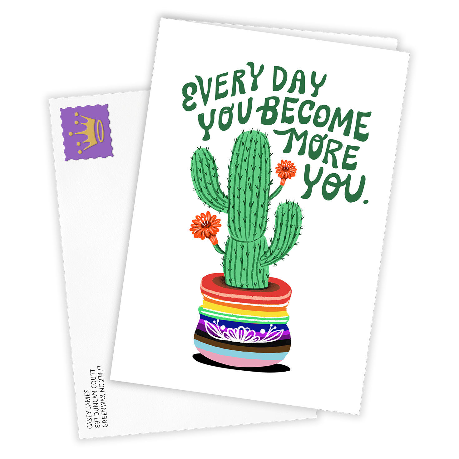 Cactus Colored Pot Personalized Encouragement Card Card Front with Envelope image number 2