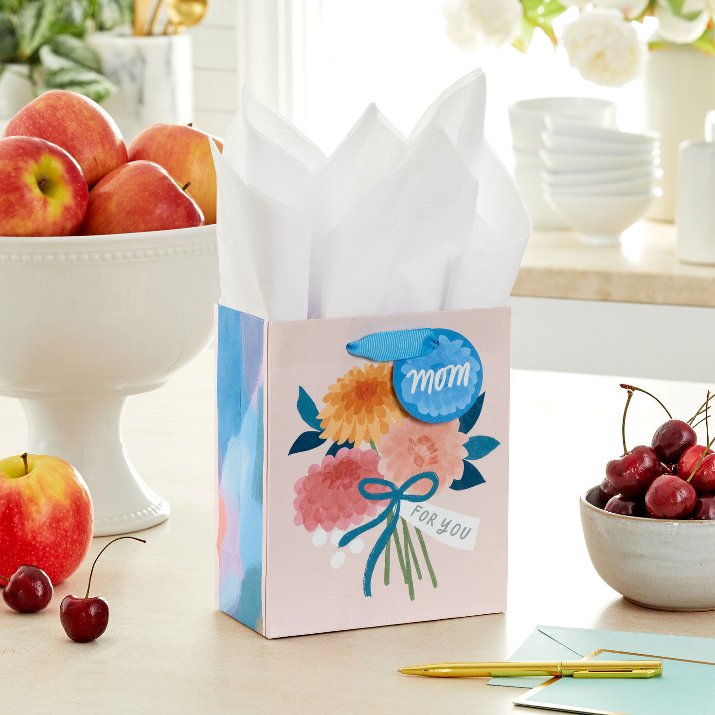 6.5" Mum Bouquet on Pink Small Mother's Day Gift Bag With Tissue Paper for only USD 5.49 | Hallmark