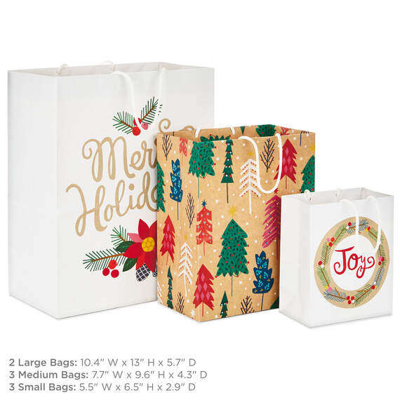 Assorted Holiday Merry 8-Pack Small, Medium and Large Christmas Gift Bags, , large image number 3