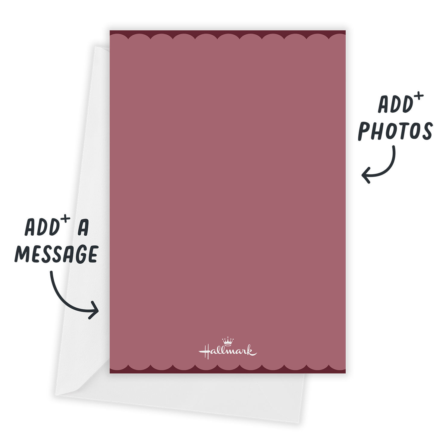 Scalloped Border Personalized Shower Invitation Card back with Envelope indicating personalization image number 3