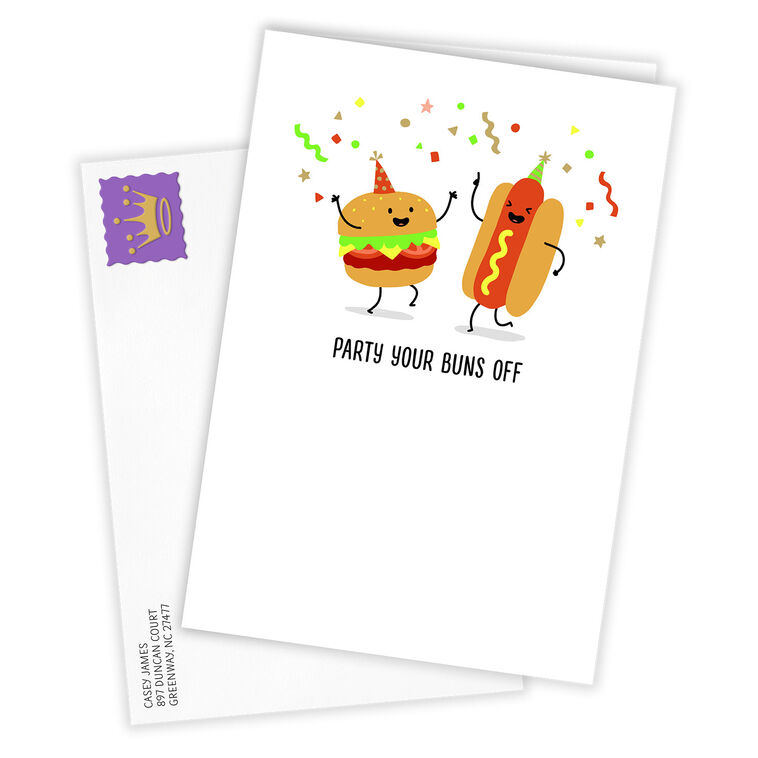 Party Your Buns Off Funny Birthday Photo Card, , large image number 2