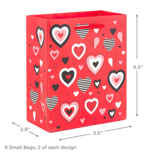 6.5" Cute 8-Pack Assortment Small Valentine's Day Gift Bags, 