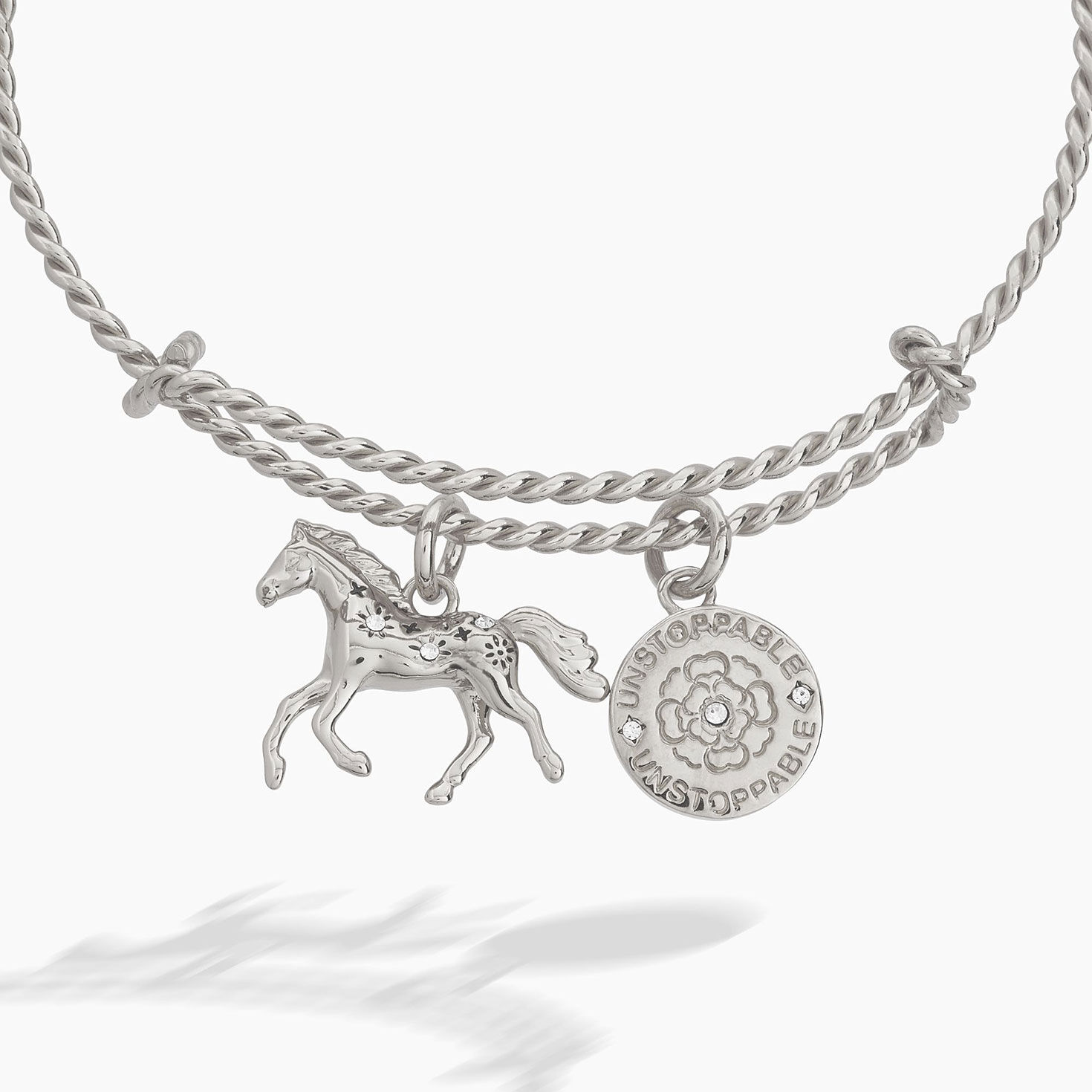 Alex And Ani Horse Girl Rope Textured Charm Bangle upclose view image number 2