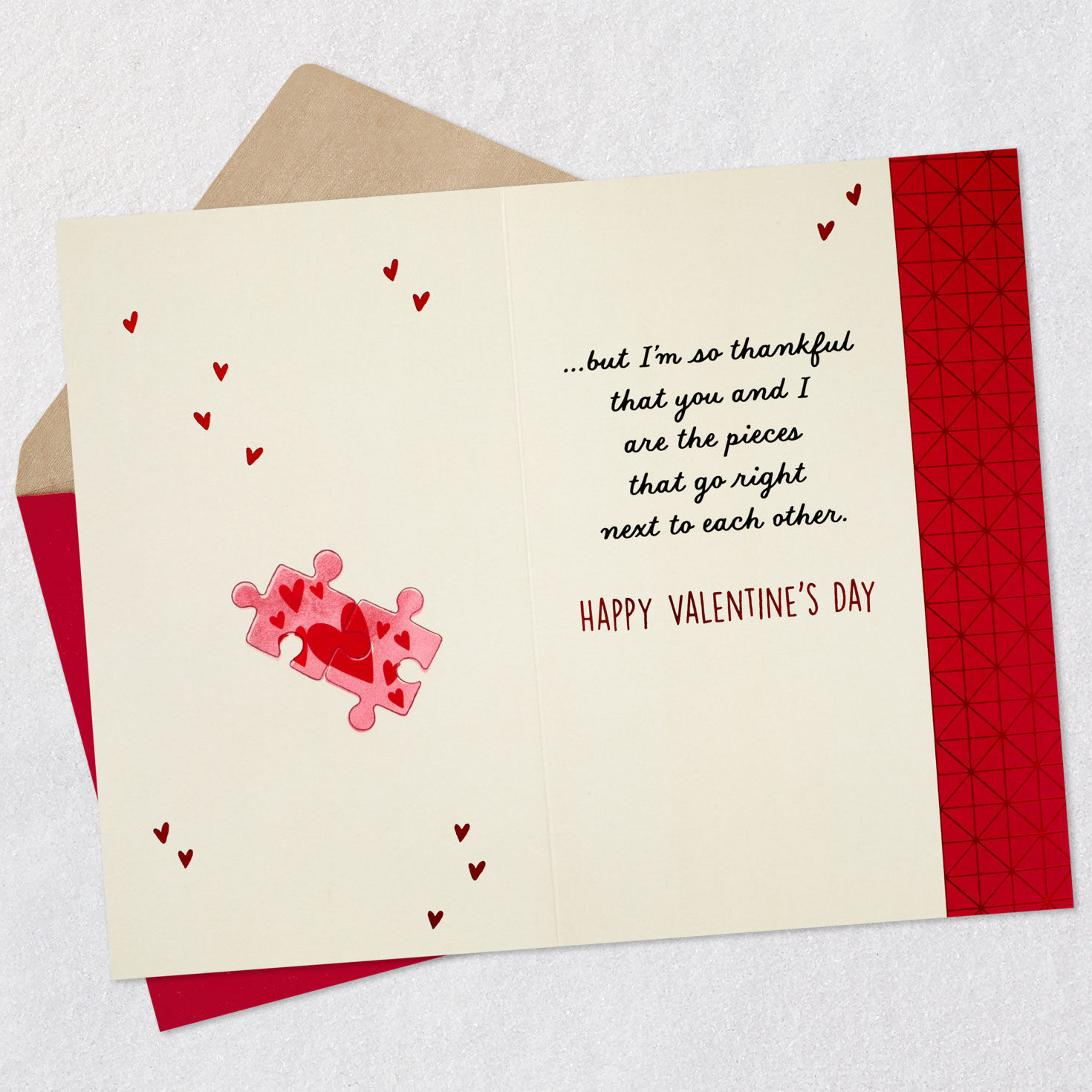 Heart Puzzle Pieces Husband Valentine's Day Card Open card with envelope image number 3