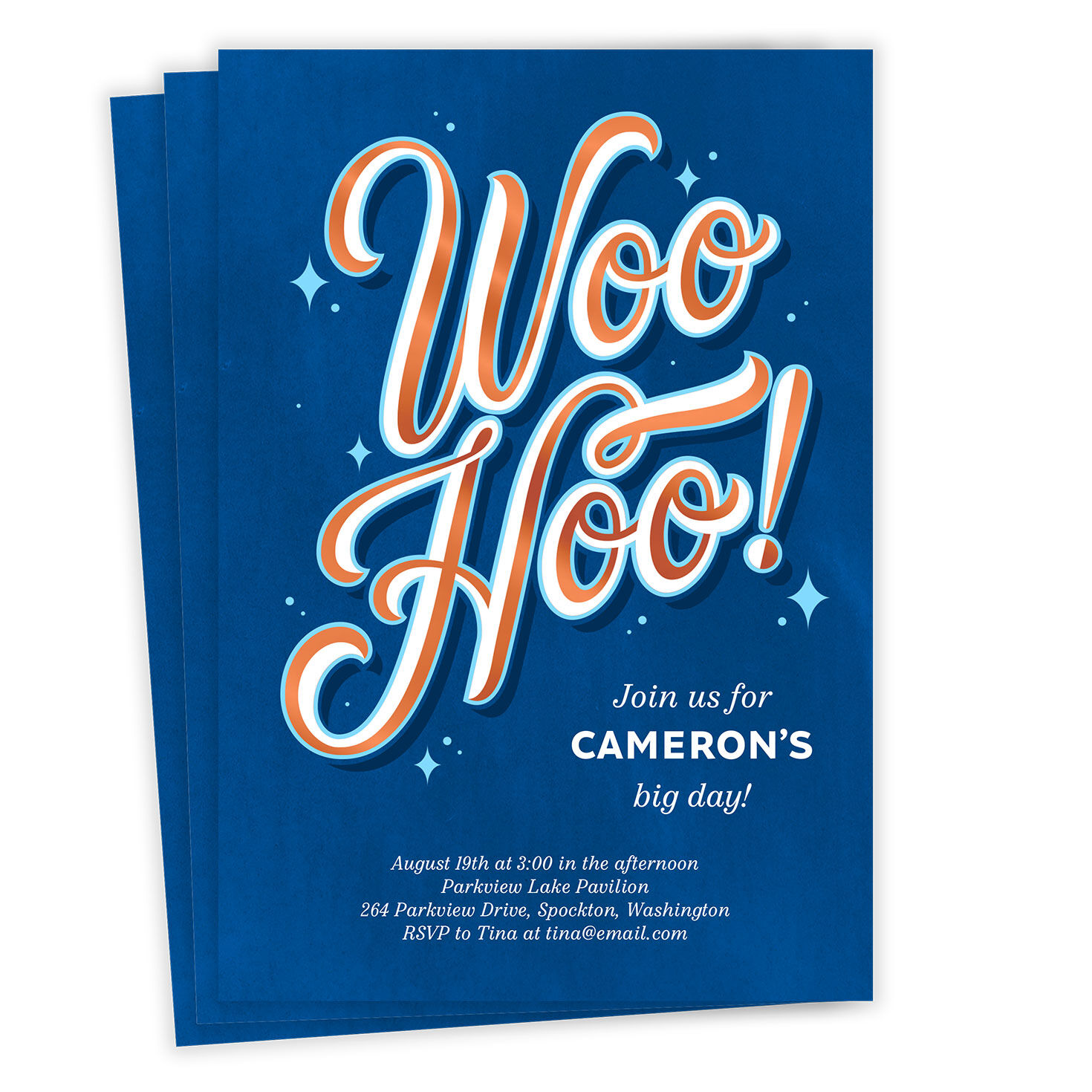 Retro Woo Hoo! Flat Birthday Invitation