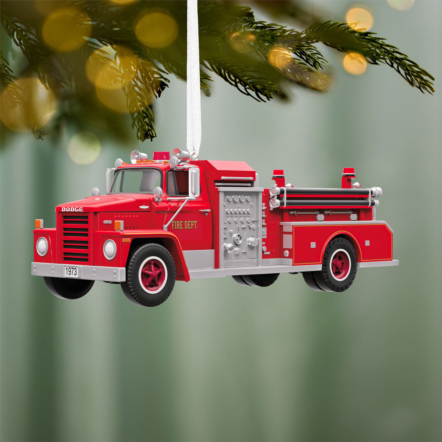 Vintage Fire Truck 2026 Keepsake Ornament hanging on tree image number 2