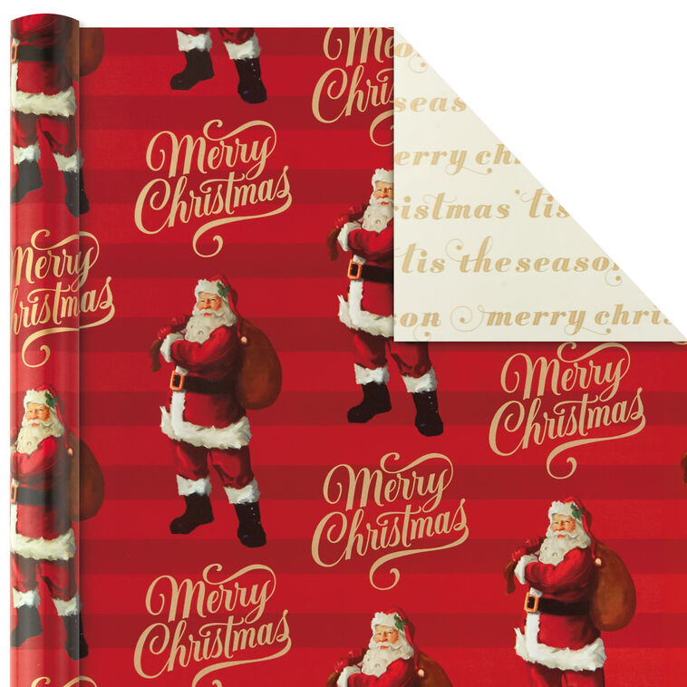 3-Pack Red and Gold Reversible Christmas Wrapping Paper  image number 4