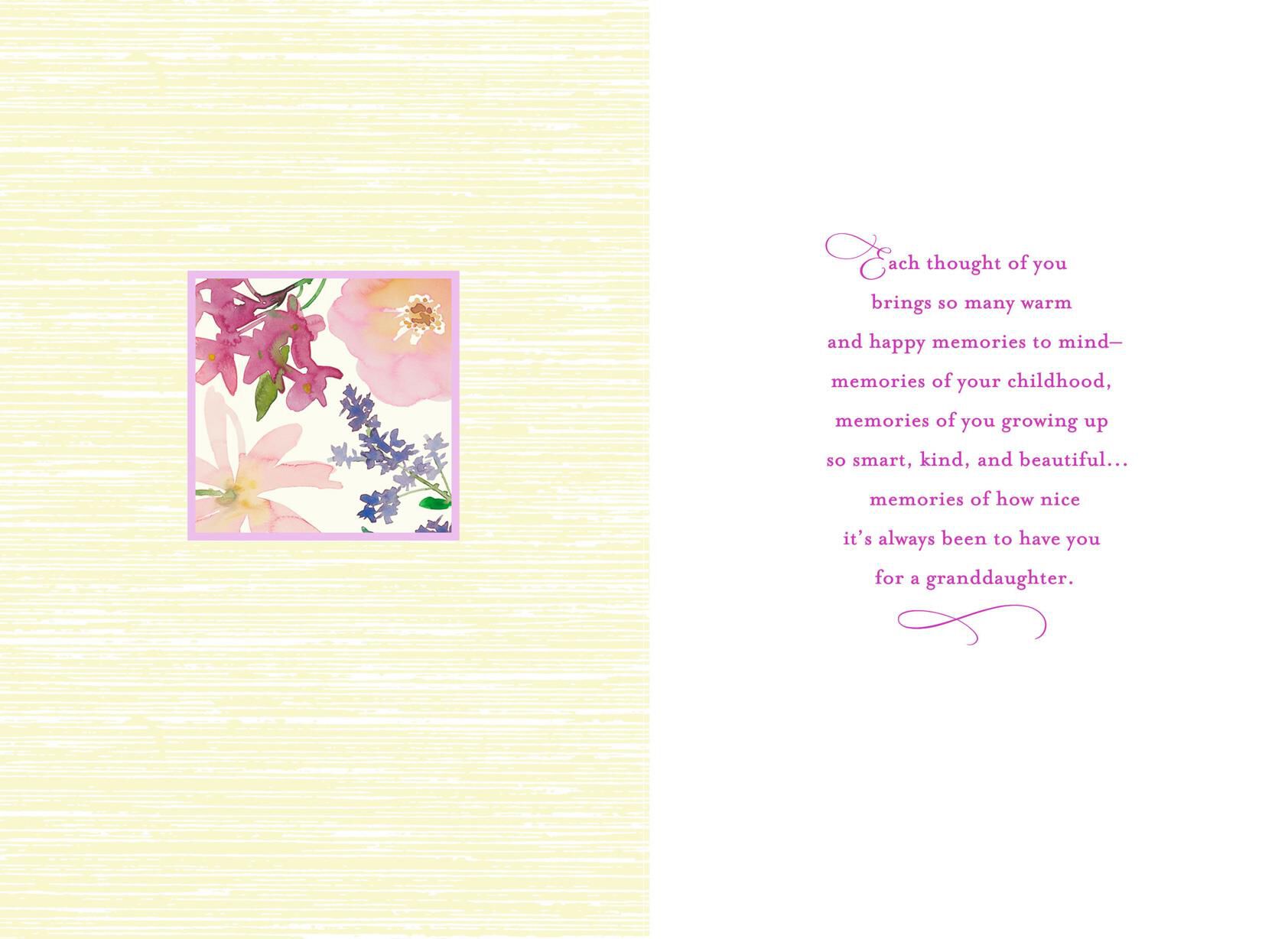 Flowers and Butterfly Birthday Card for Granddaughter