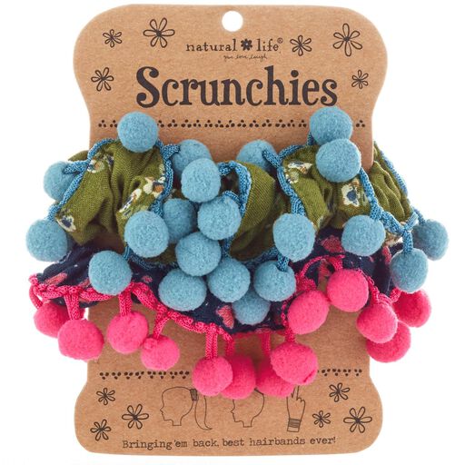 Natural Life Floral Pom-Pom Scrunchies, Set of 2, 