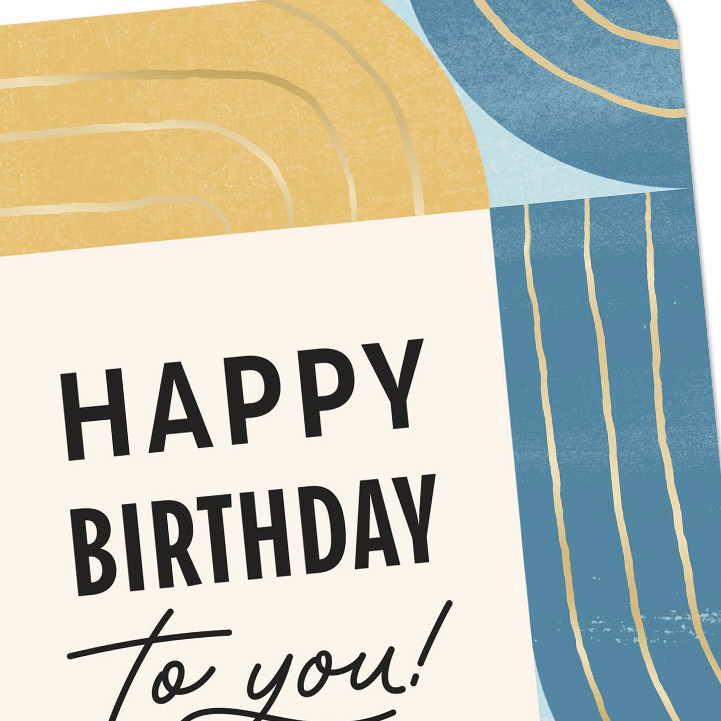 Geometric Gold and Blue Simple Wish Birthday Card Card Front Detail image number 4
