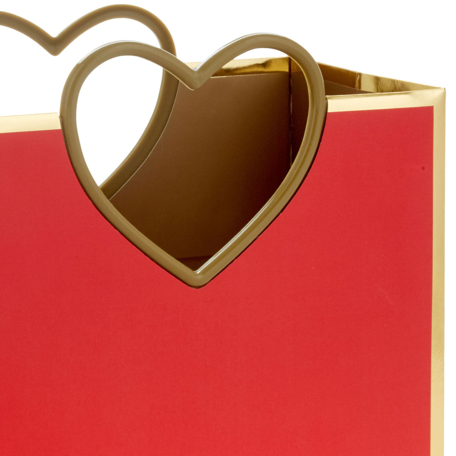 7.7" Gold Heart Handle Medium Red Square Gift Bag, , large image number 4