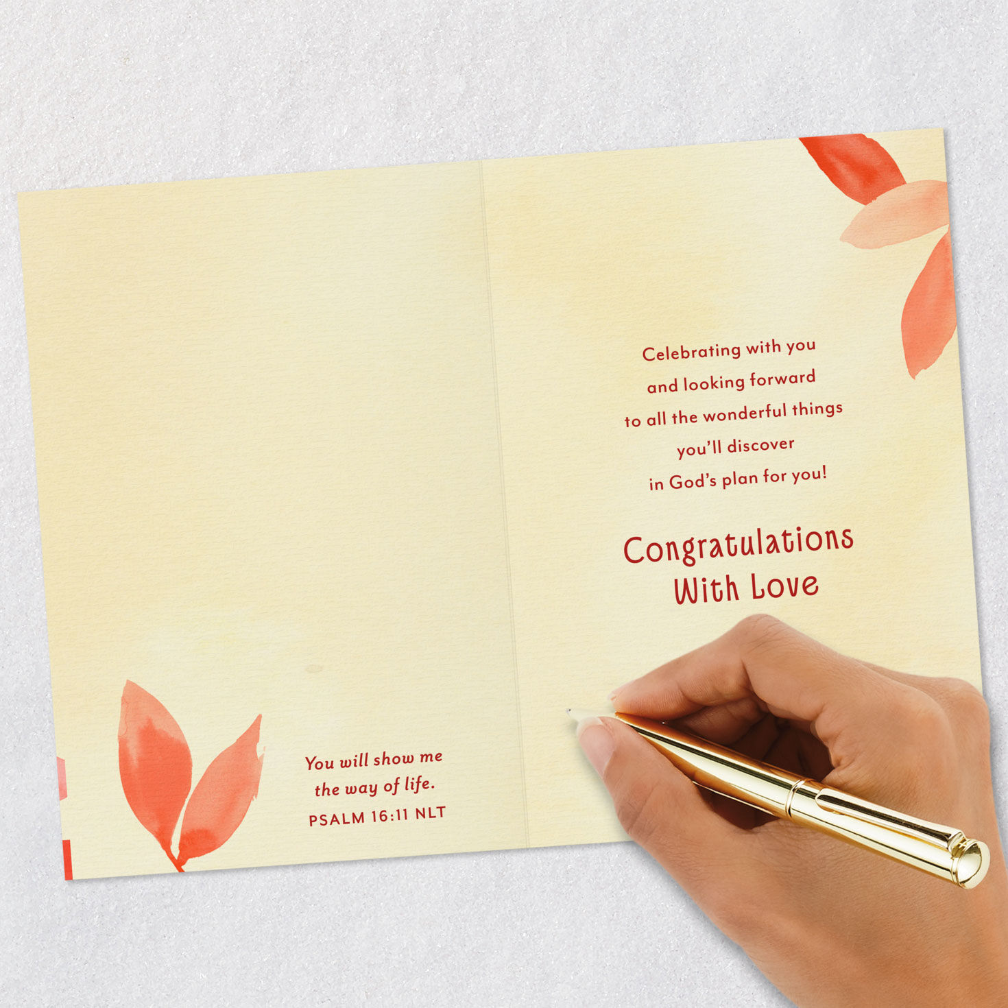 Leaves and Cross Confirmation Card for Grandson Signing card image number 7