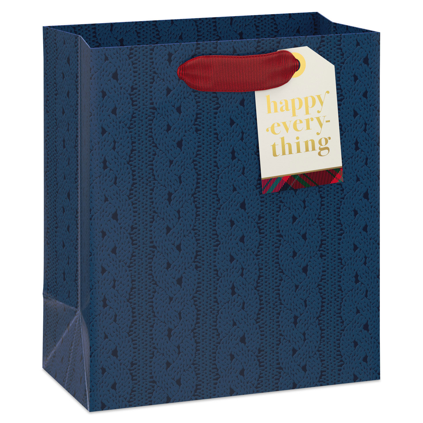 6.5" Blue Cable Knit Small Christmas Gift Bag