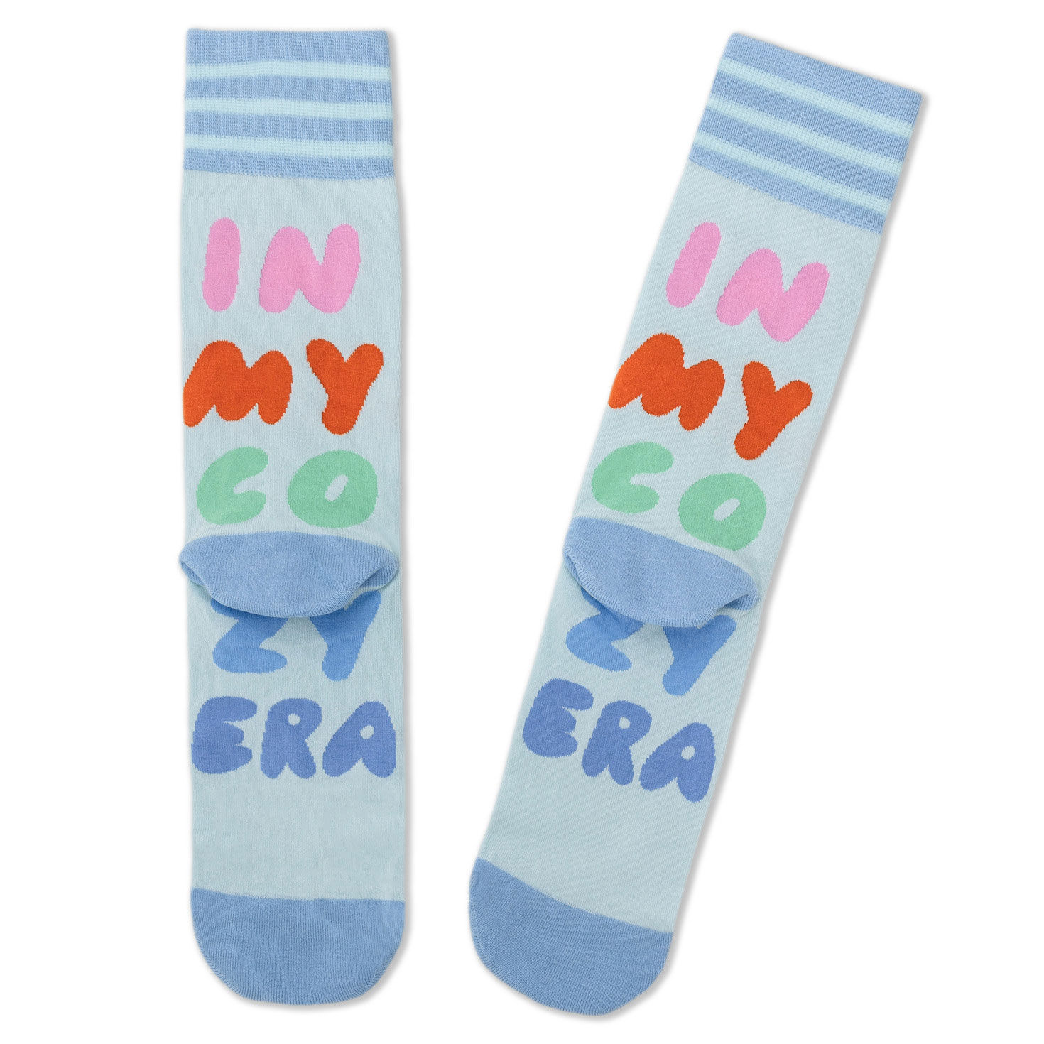 In My Cozy Era Light Blue Crew Socks back image number 2