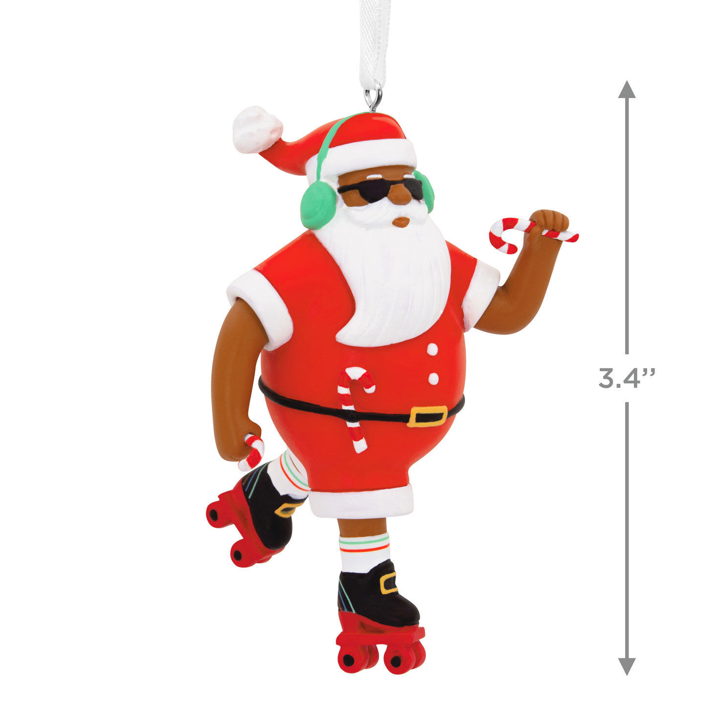 Mahogany Roller Skating Black Santa Claus Hallmark Ornament, , large image number 3