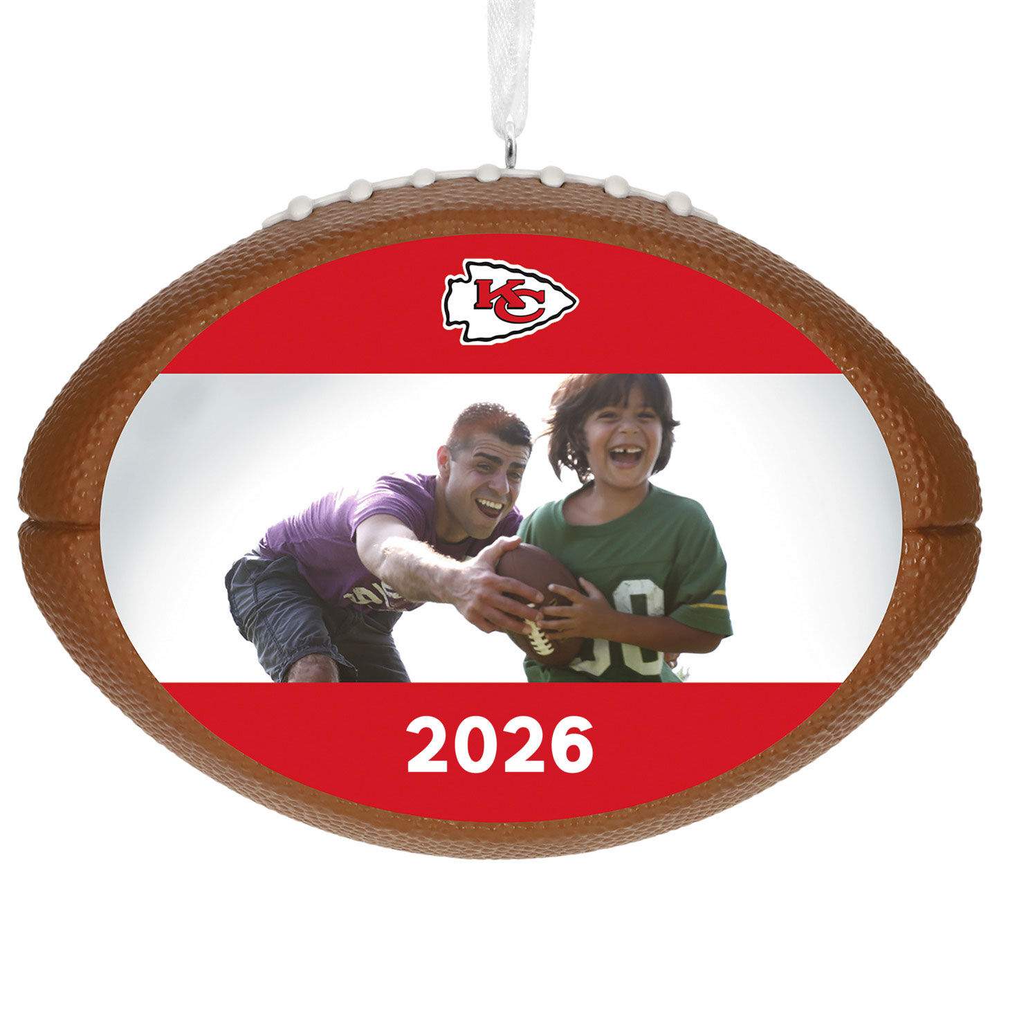 NFL Kansas City Chiefs Football Personalized Ornament, Custom Photo and Text