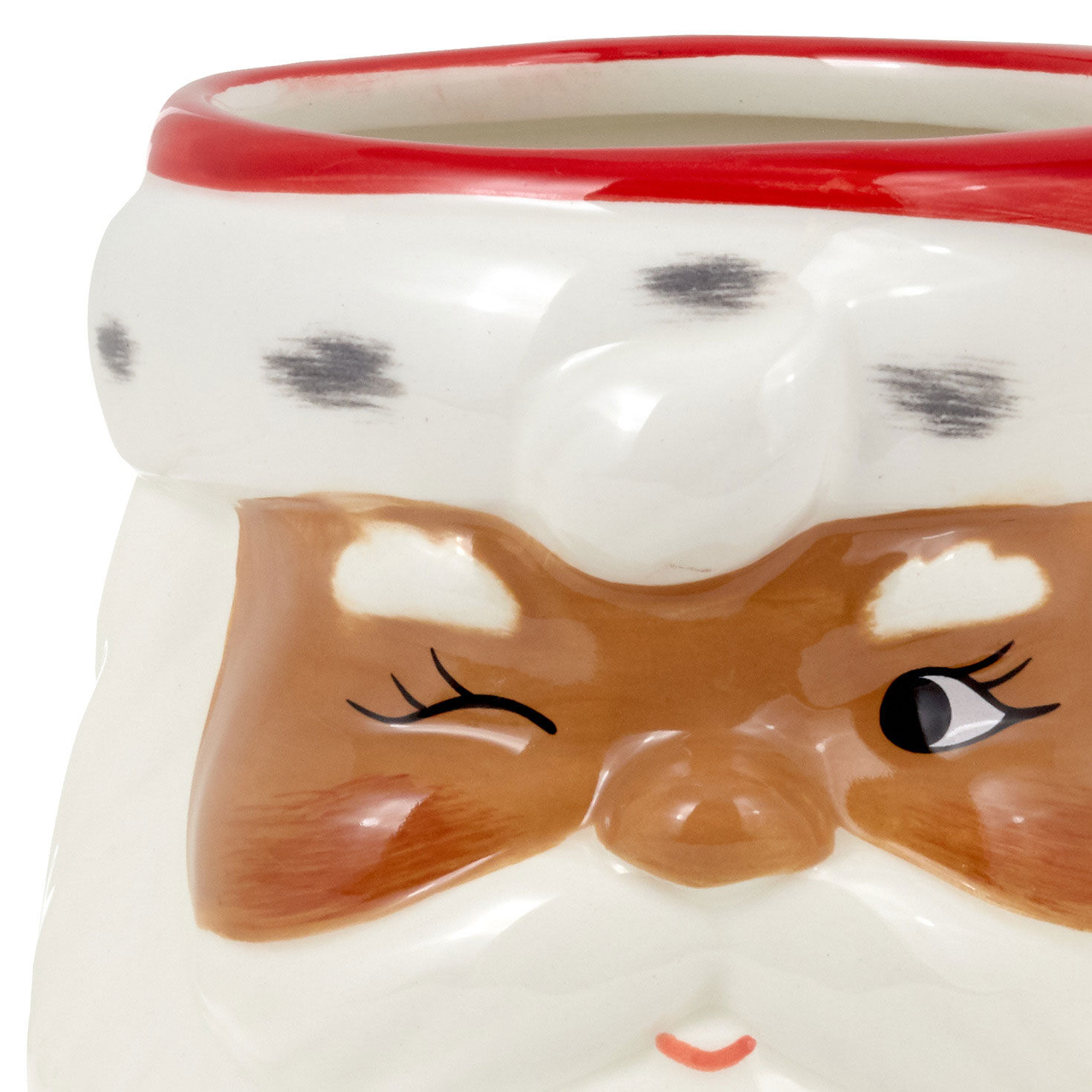Winking Santa Holiday Sculpted Mug upclose view image number 3
