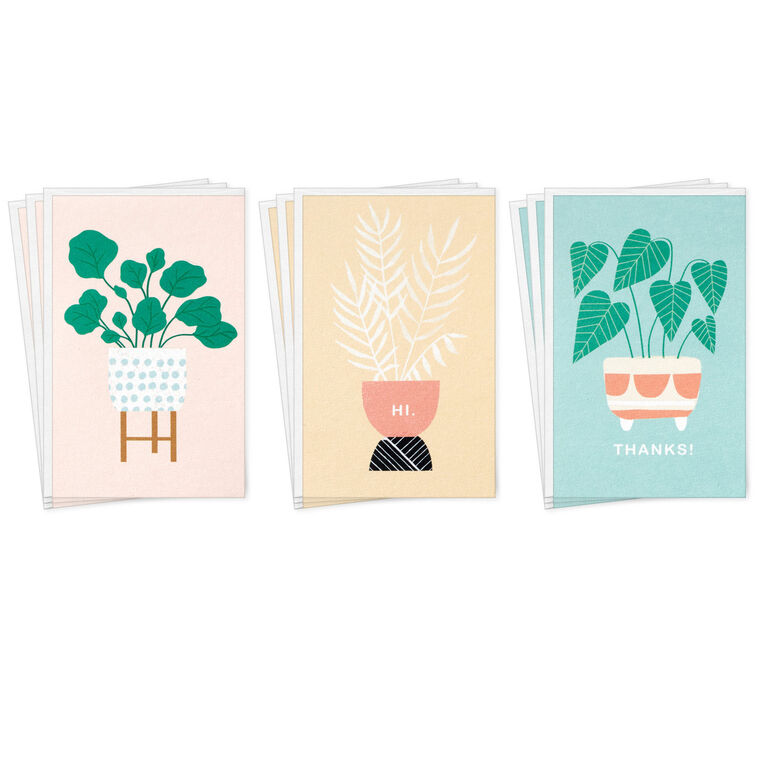 Mini Potted Plants Assorted Blank Notes, Pack of 12