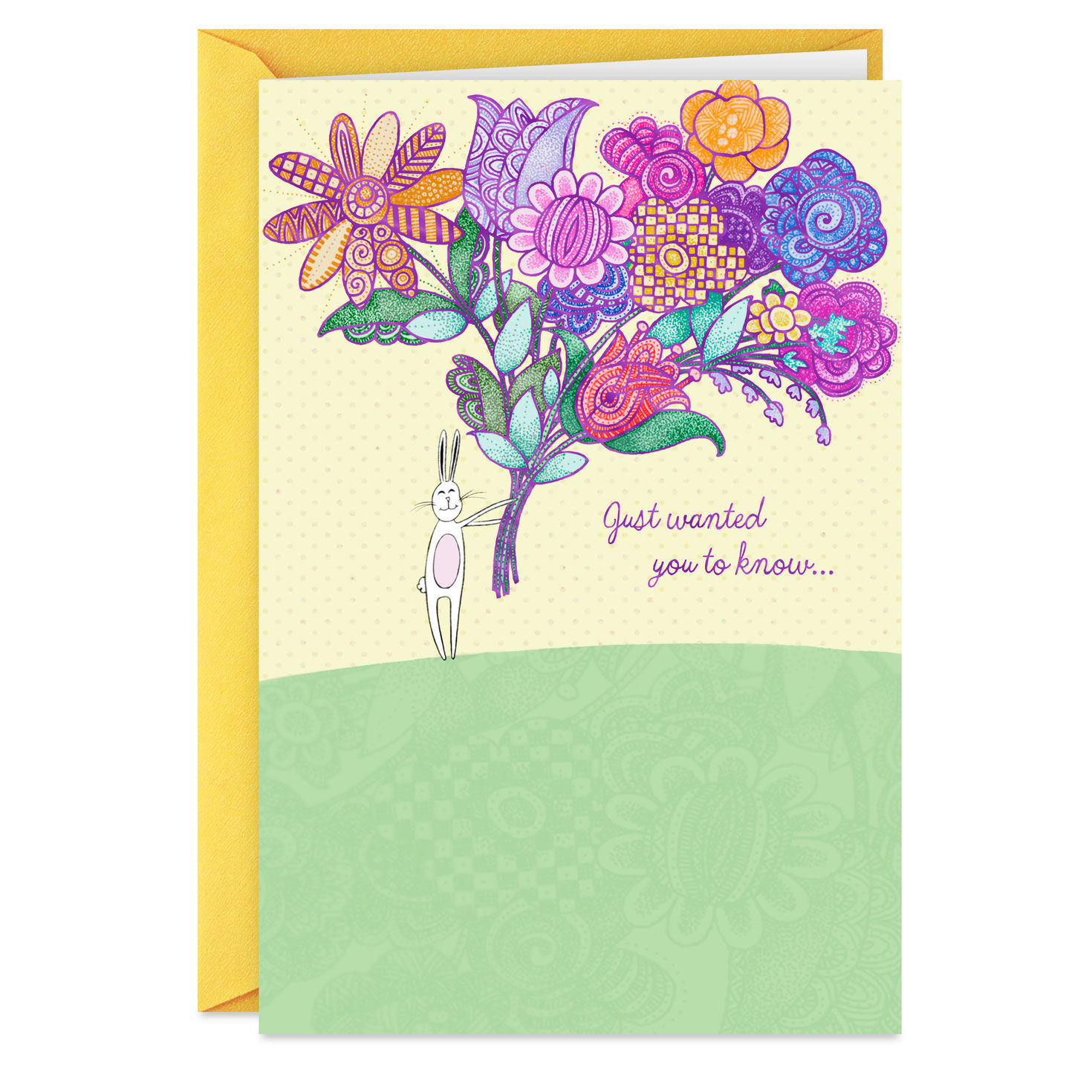Bunny Holding Flower Bouquet Thinking of You Easter Card Greeting Cards Hallmark