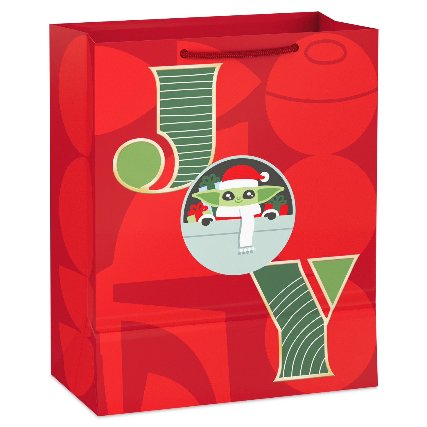 Grogu in Joy Lettering Large Christmas Gift Bag Back image number 6
