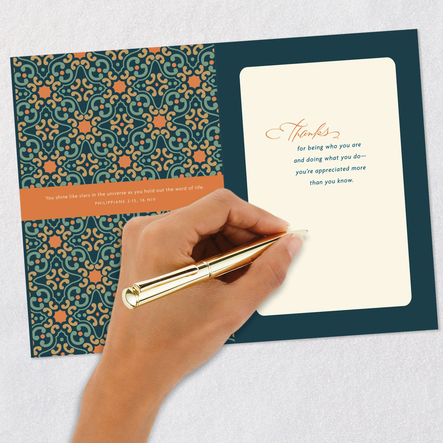 Green and Orange Tile Clergy Appreciation Card Signing card image number 7