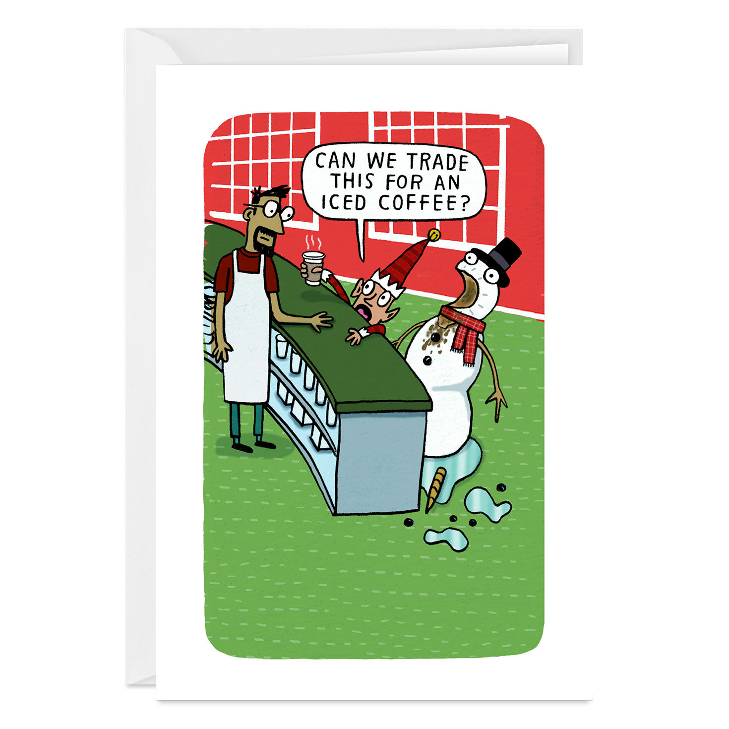 Snowman Coffee Funny Custom Christmas Card