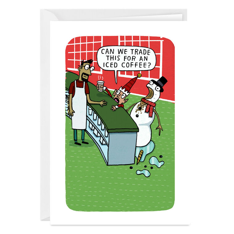 Snowman Coffee Funny Custom Christmas Card