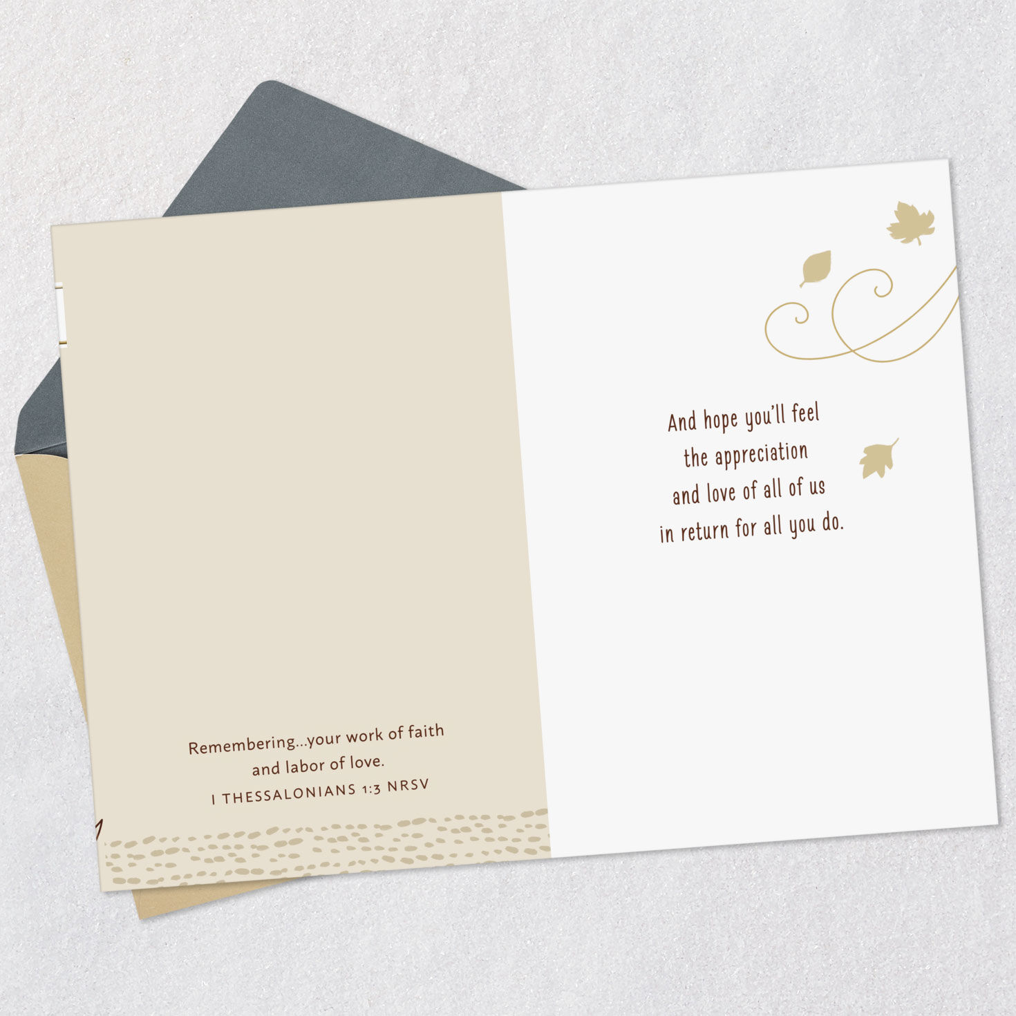 Maple Leaf Clergy Appreciation Card for Pastor Open card with envelope image number 4