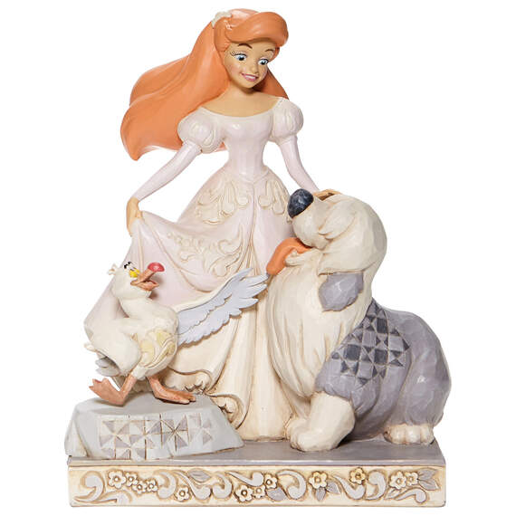 Jim Shore Disney Ariel, Scuttle and Max White Woodland Figurine, 7.75"