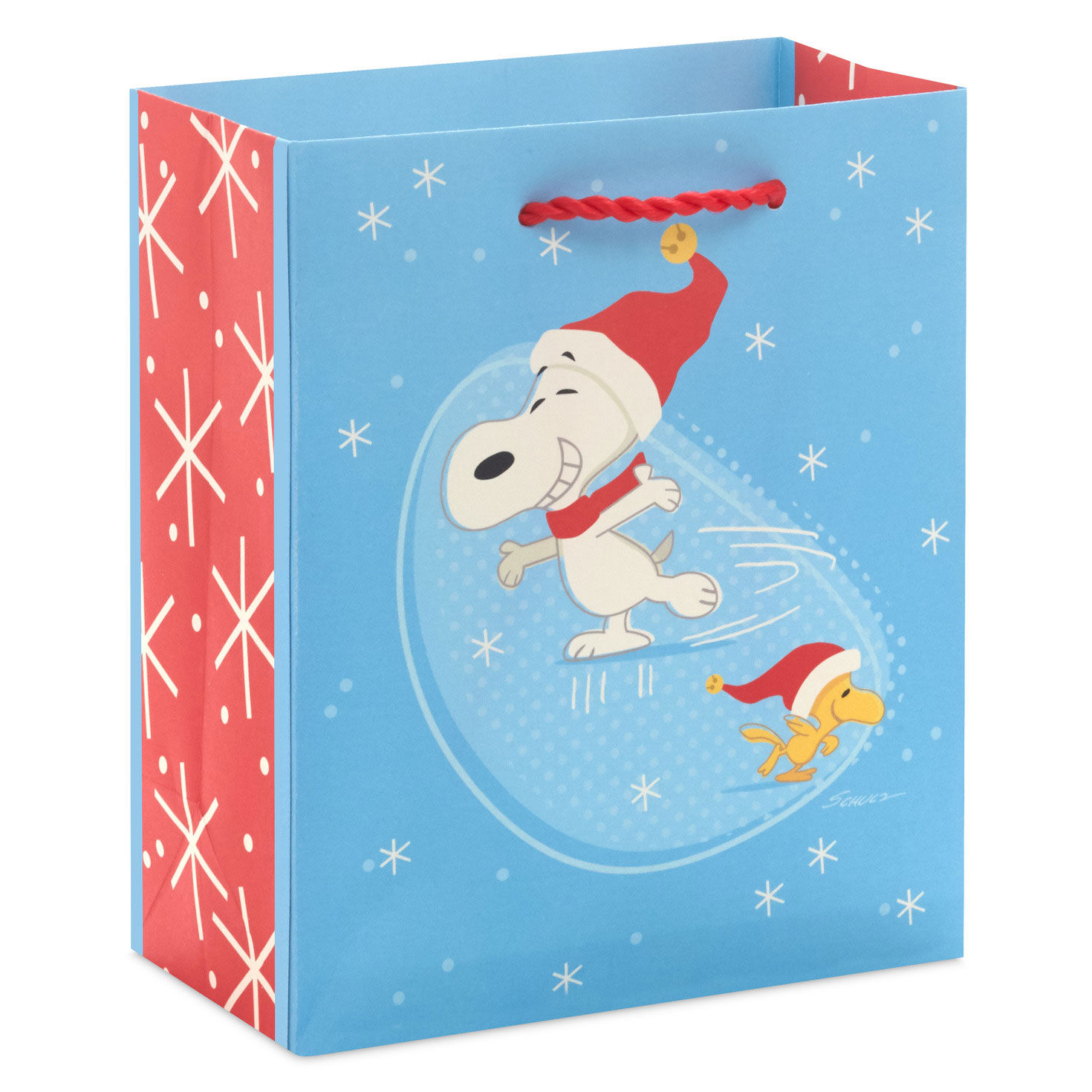 6.5" Peanuts® Snoopy and Woodstock Ice-Skating Small Christmas Gift Bag