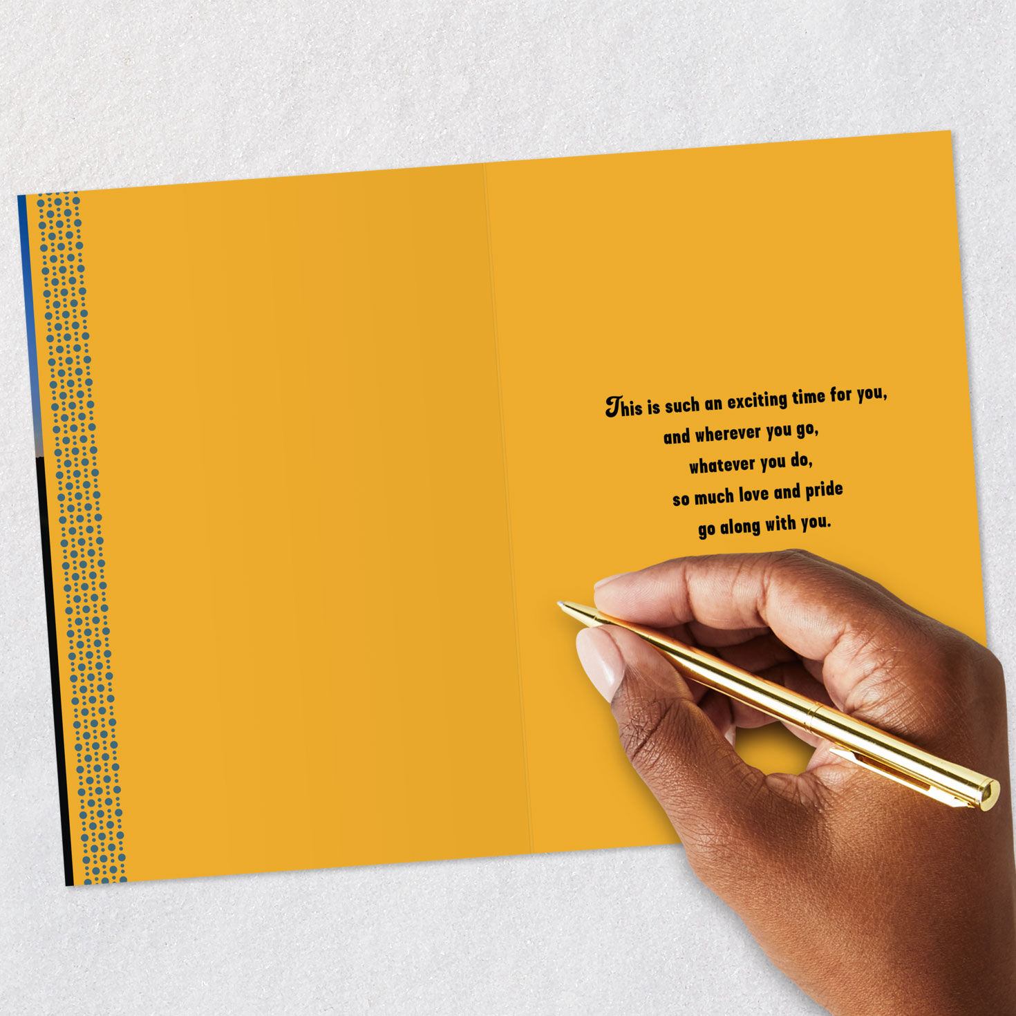 Graduate in Sunset Silhouette Gold Graduation Card Signing card image number 7