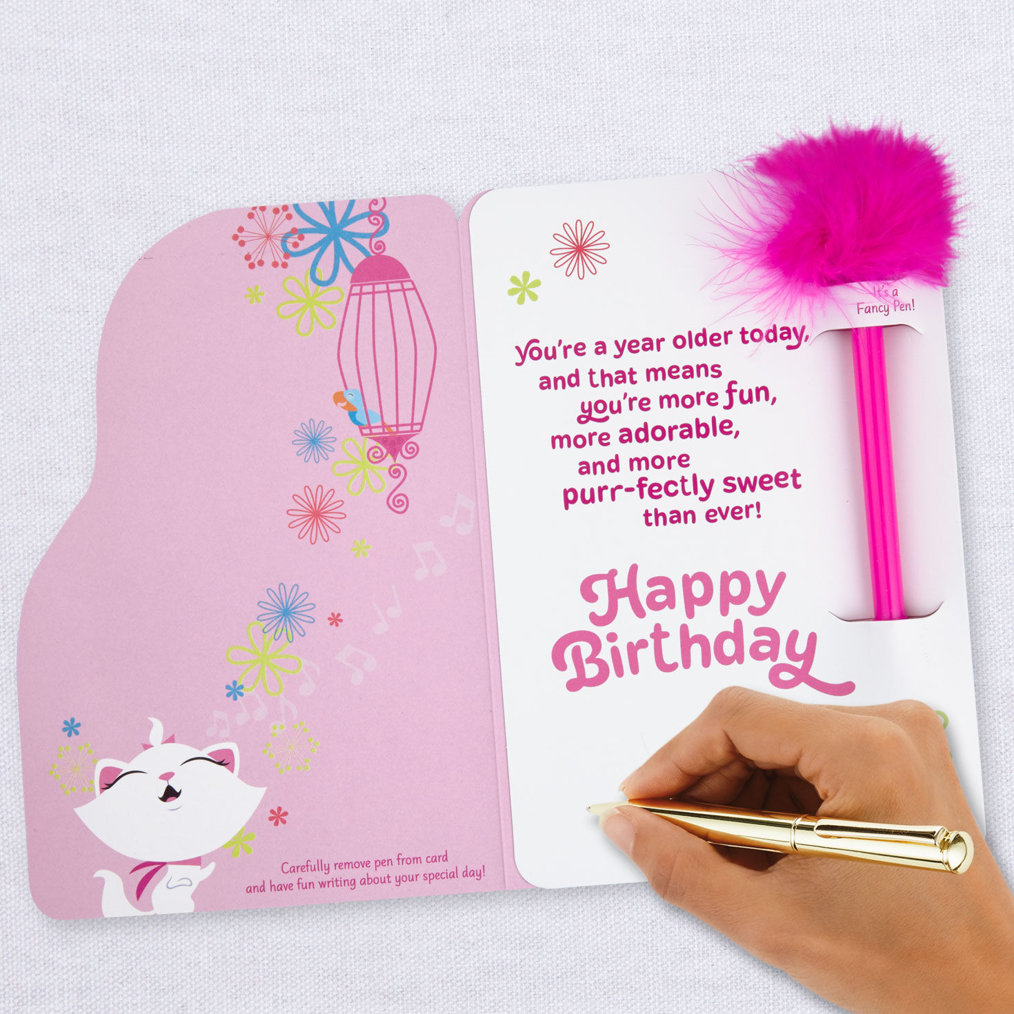 Disney The Aristocats Marie Purr-fectly Sweet Birthday Card with Feather-Topped Pen for only USD 7.59 | Hallmark