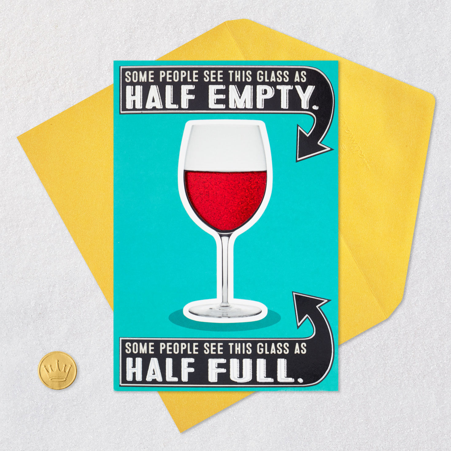 Wine Glass Birthday Card With Motion Card Front with Envelope and Gold Seal image number 6