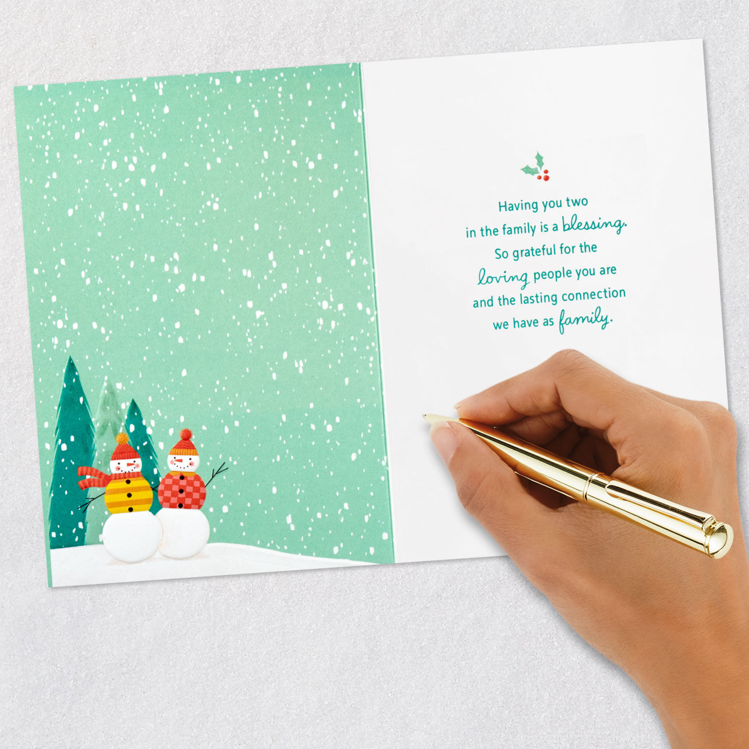 Snowmen Snowglobe Aunt and Uncle Christmas Card Signing card image number 6