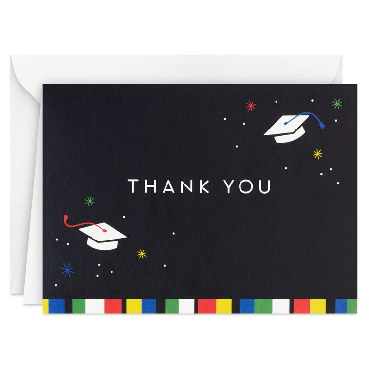 what to write in a grad gift thank you card Personalized Graduation Thank You Cards | College Graduate, High School Grad Thank You Note Card Set | Graduation Gift Notecards