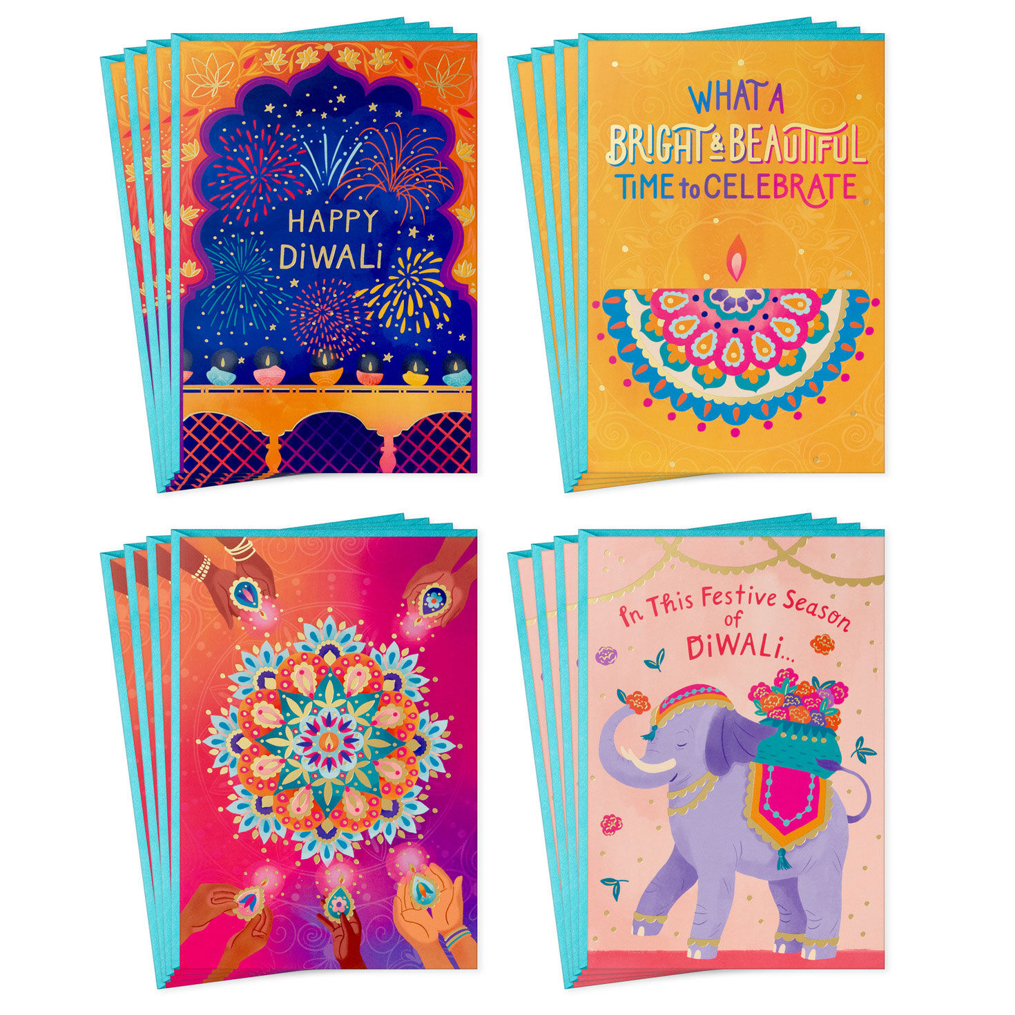 A Bright and Beautiful Time Assorted Diwali Cards, Pack of 16