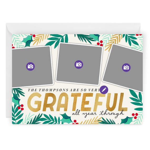 Grateful All Year Flat Christmas Photo Card, , large image number 5