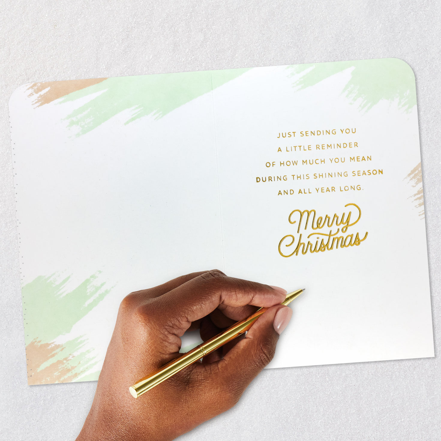 Pink Painted Christmas Tree Christmas Card for Goddaughter Signing card image number 6