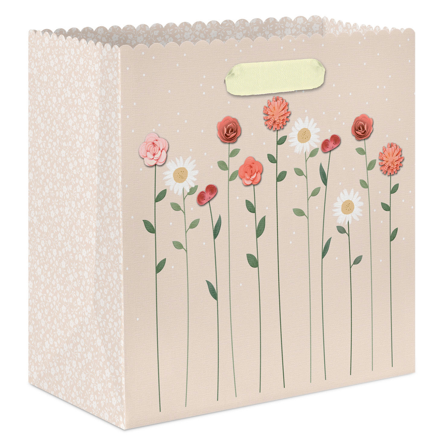7.7" Papercraft Flowers on Peach Medium Gift Bag
