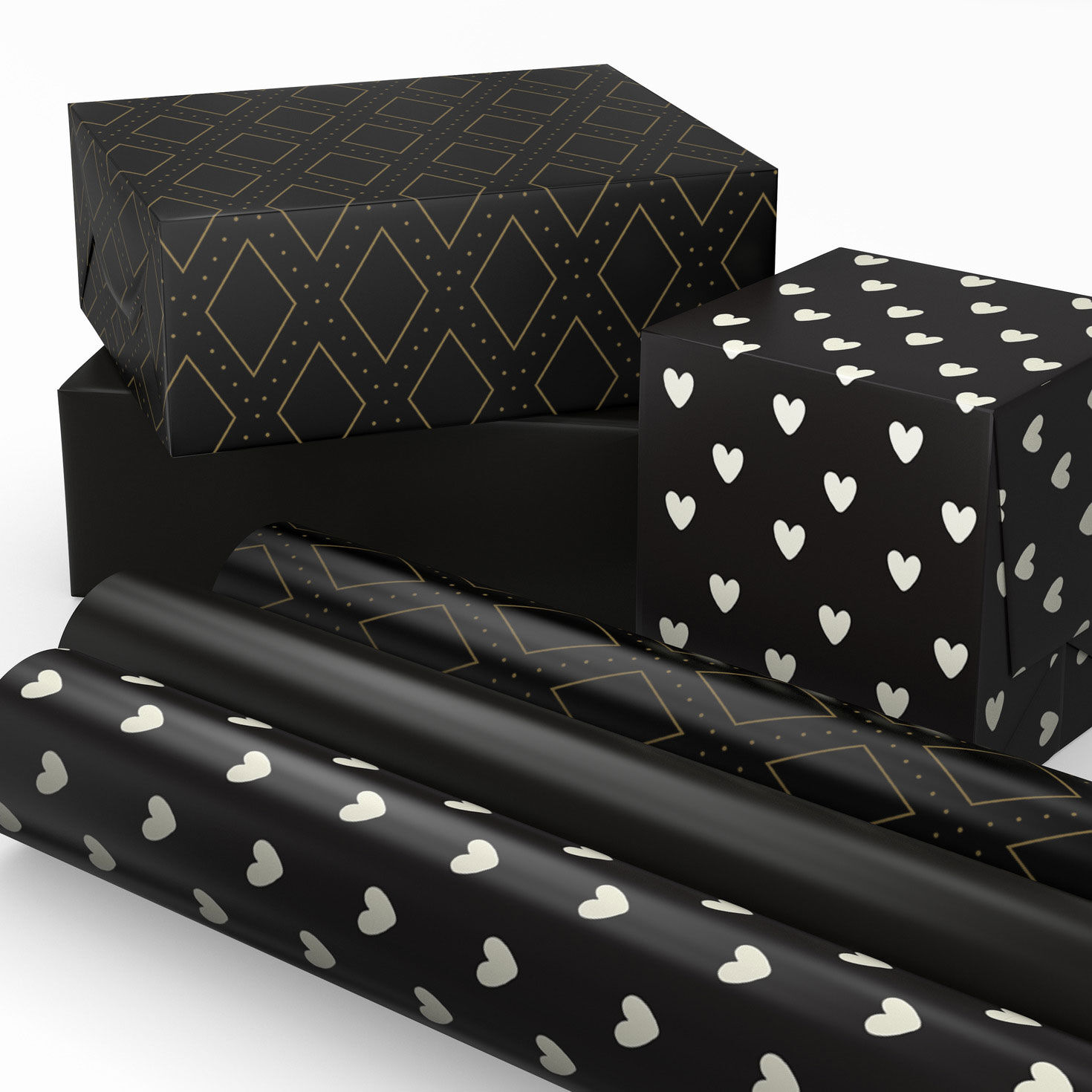 Black and White Tri-Pack Mini Gift Wrap Rolls Wrapped packages image number 2
