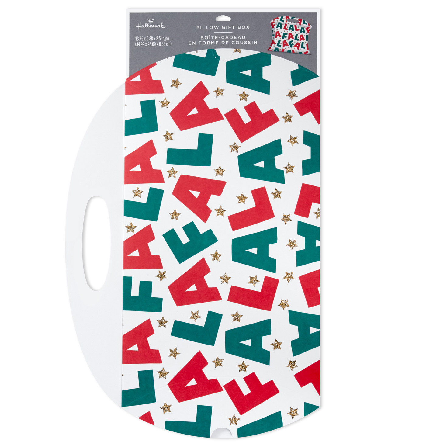 Fa La La Lettering Large Christmas Pillow Box With Handle, , large image number 6