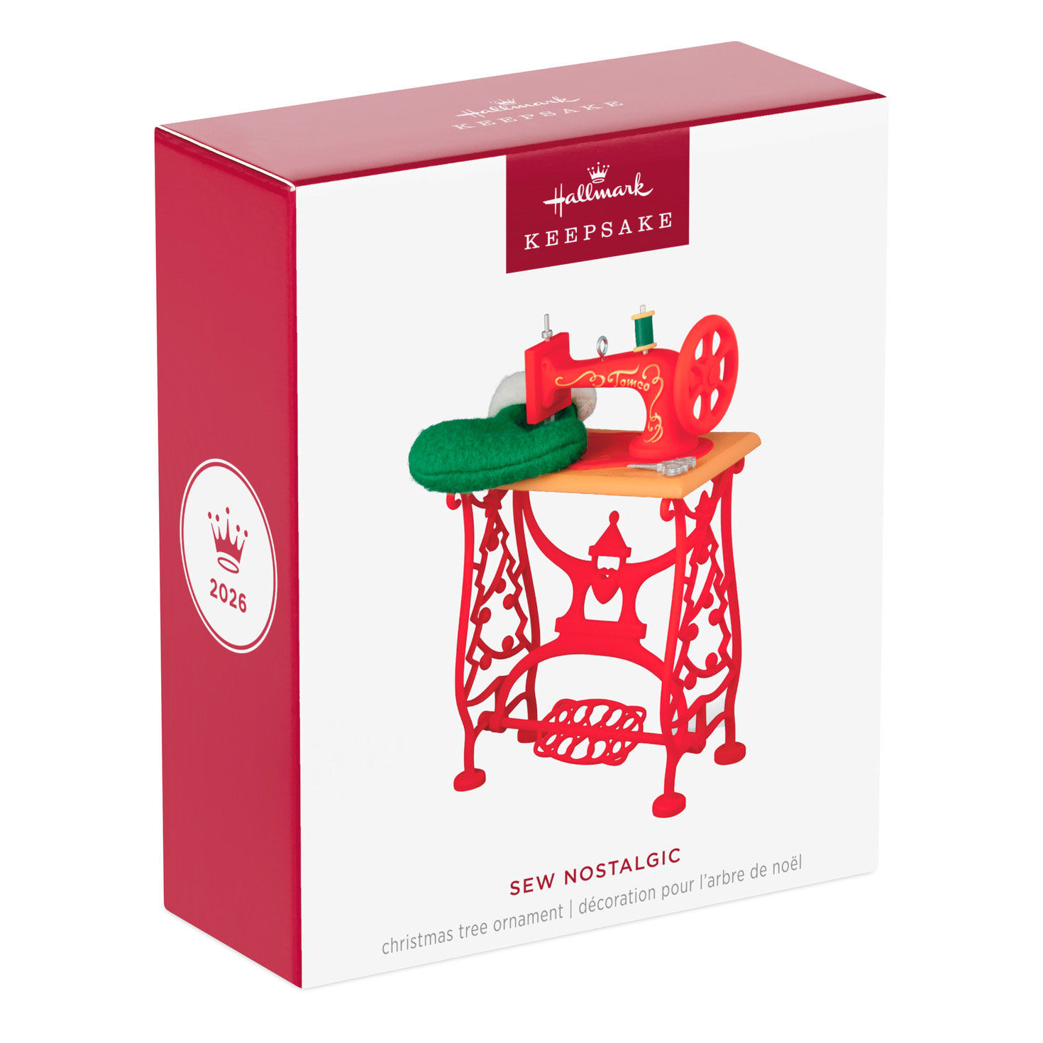 Red Vintage Sewing Machine Keepsake Ornament Package Front image number 7