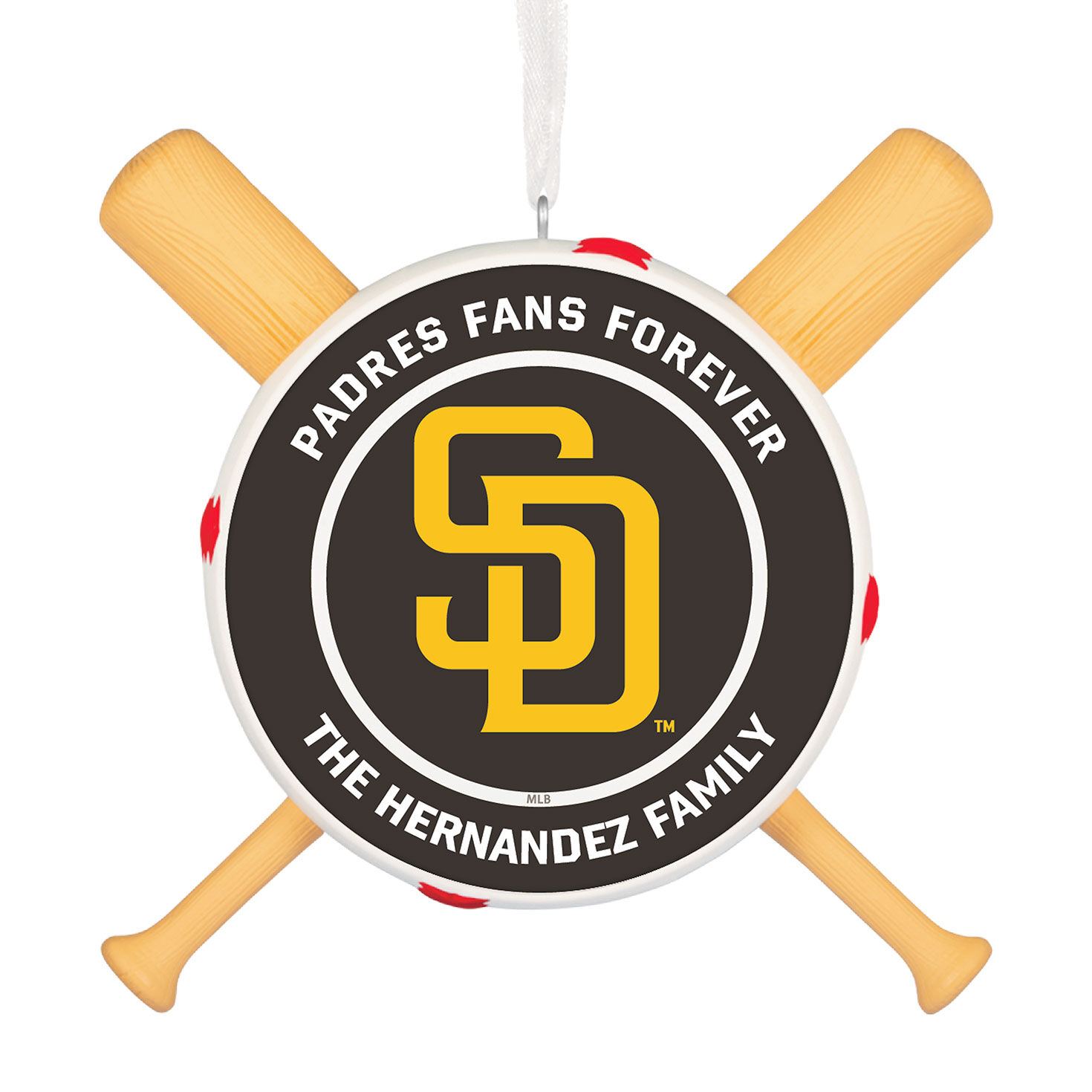 MLB San Diego Padres™ Baseball Personalized Ornament, Custom Text