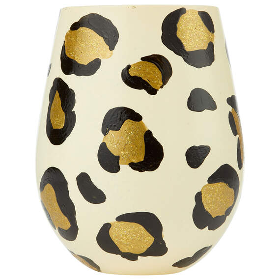 Lolita Leopard Handpainted Stemless Wine Glass, 20 oz., , large image number 1