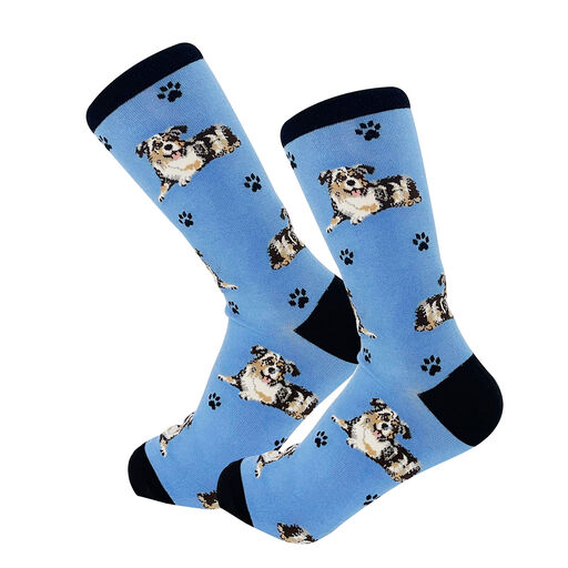 E&S Pets Australian Shepherd Novelty Crew Socks, 