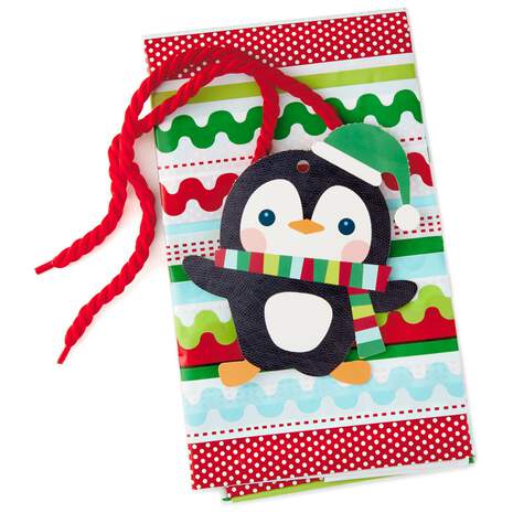 Penguin and Rickrack Plastic Giant Gift Bag With Yarn Tie, 56”, , large