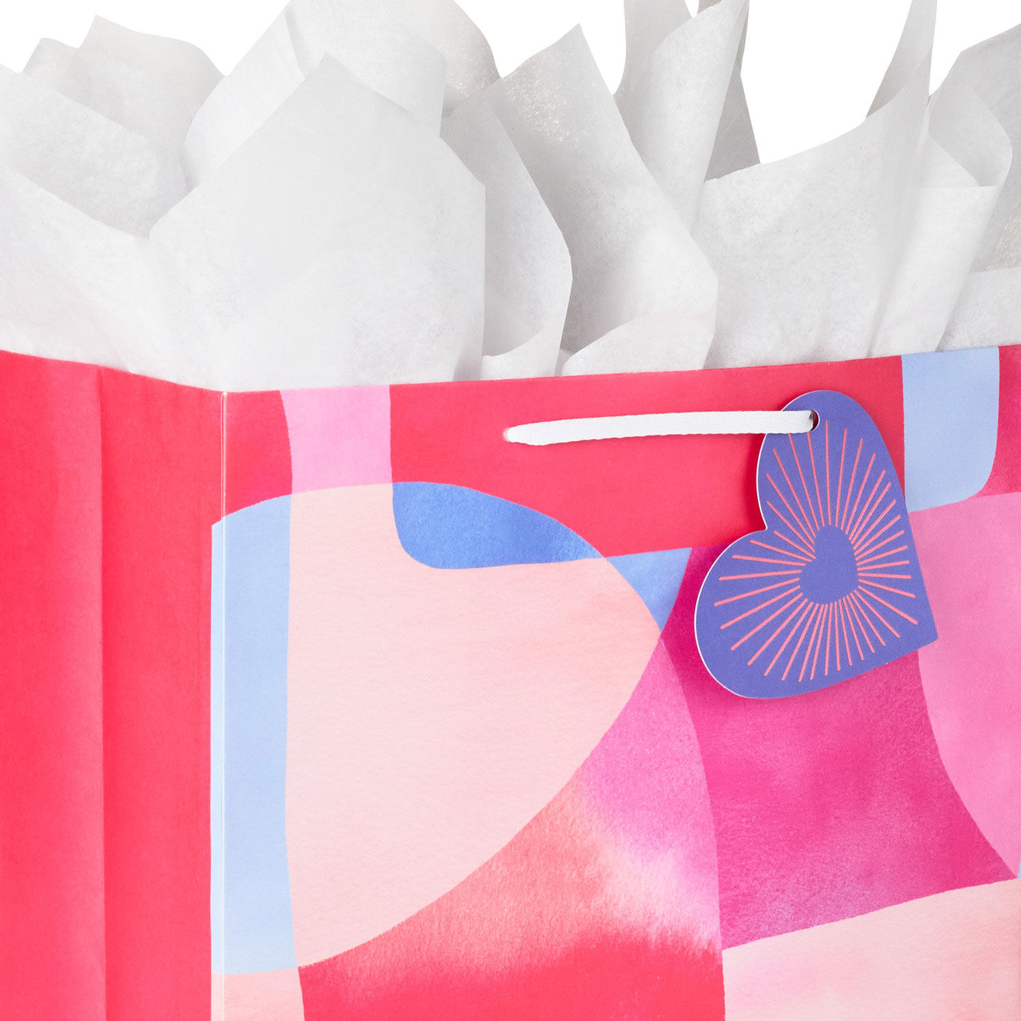 Vibrant Watercolor Shapes Large Gift Bag With Tissue handle detail image number 4